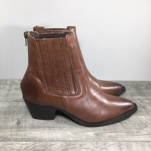 Lulu’s Pedro Brown Leather Chelsea Ankle Womens Slip On Booties Boots Size 10